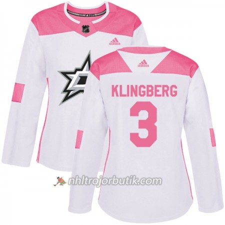 Dame Ishockey Dallas Stars Tröja John Klingberg 3 Adidas 2017-2018 Vit Rosa Fashion Authentic